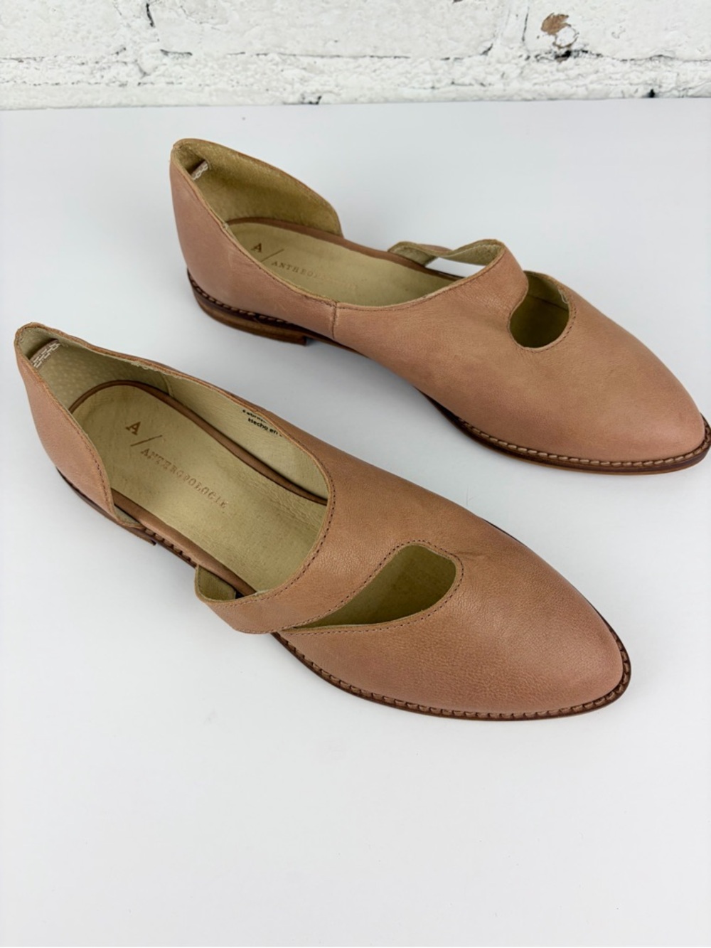 Anthropologie Sasha Pink Leather Cutout Do’orsay Mary Jane Ballet Flats 39 - Picture 3 of 12